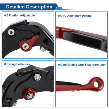 Adjustable Brake Clutch Lever for Yamaha MT125 (2014–2021) Black Red