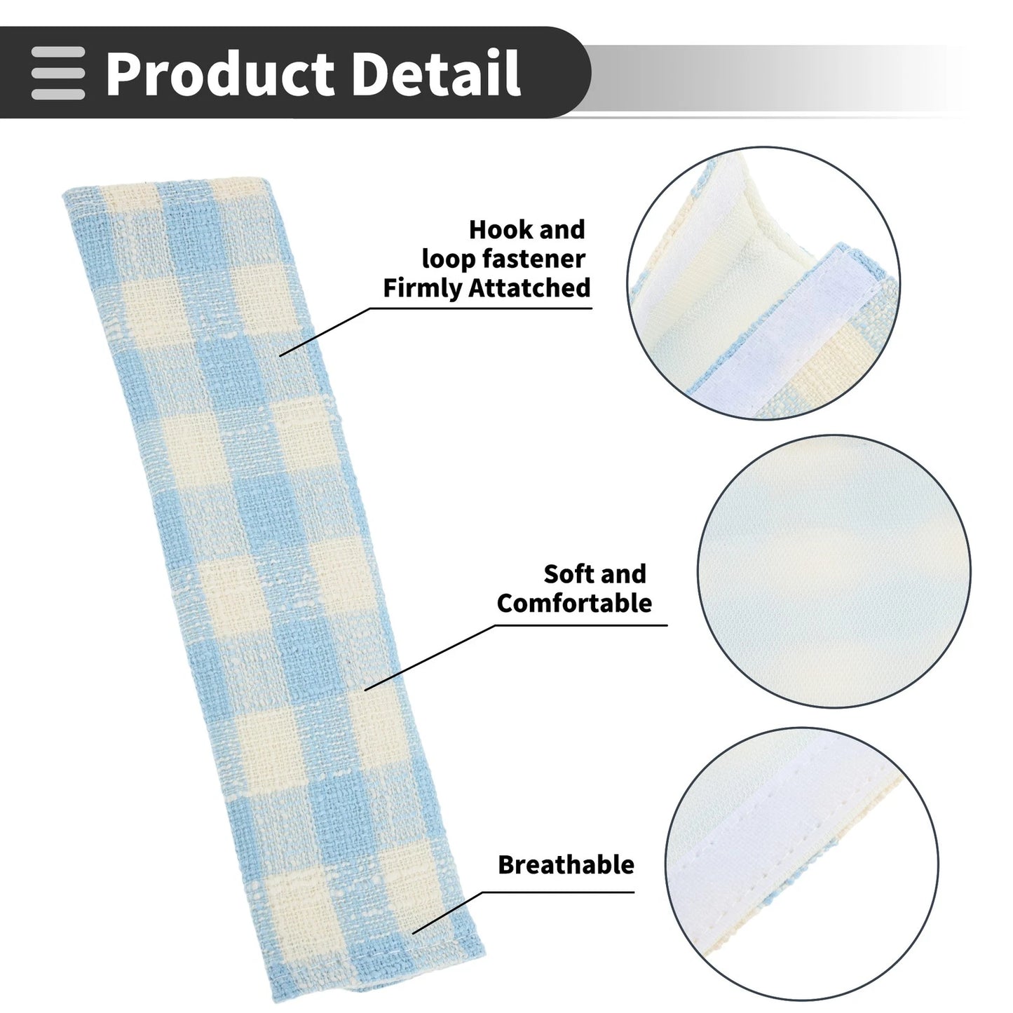 Set of 2 Blue Seat Belt Cover Pads for Universal Fit (24cm)