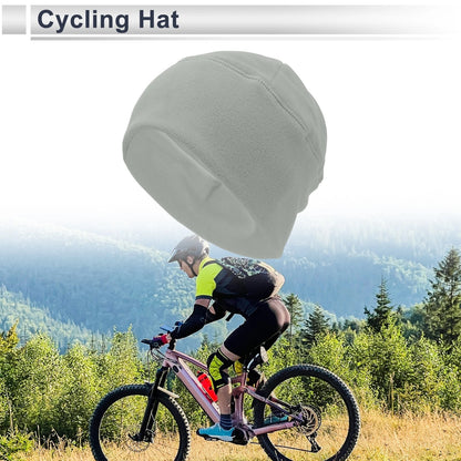 Cycling Hat for Keep Warm Light Gray Polar Fleece Fabric (1 Pcs)