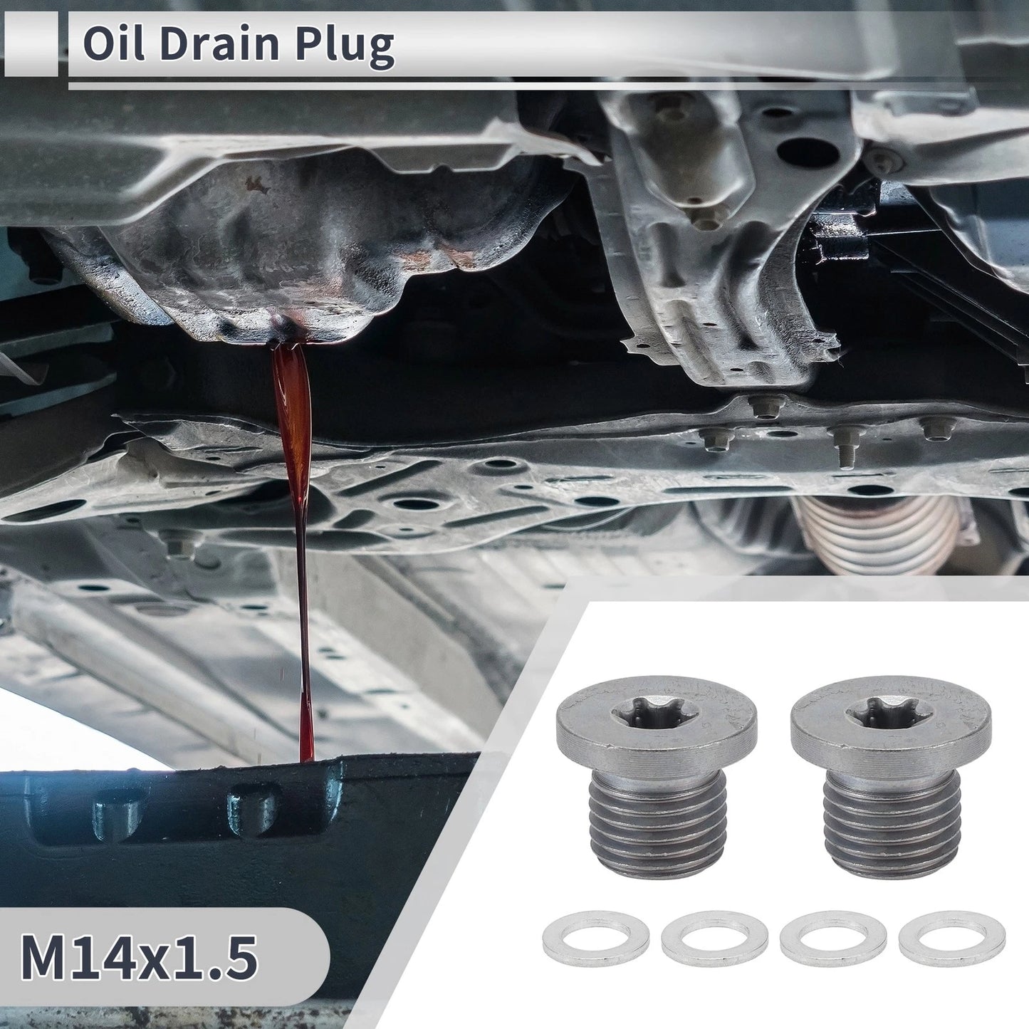 Set of 1 M14x1.5 Engine Oil Drain Plug with Gasket for Car Motorcycle