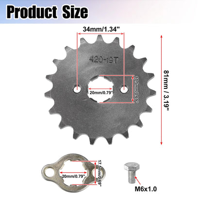 Set of 1 Front Engine Sprocket 420 19T 20mm for Dirt Bike Mini Bike