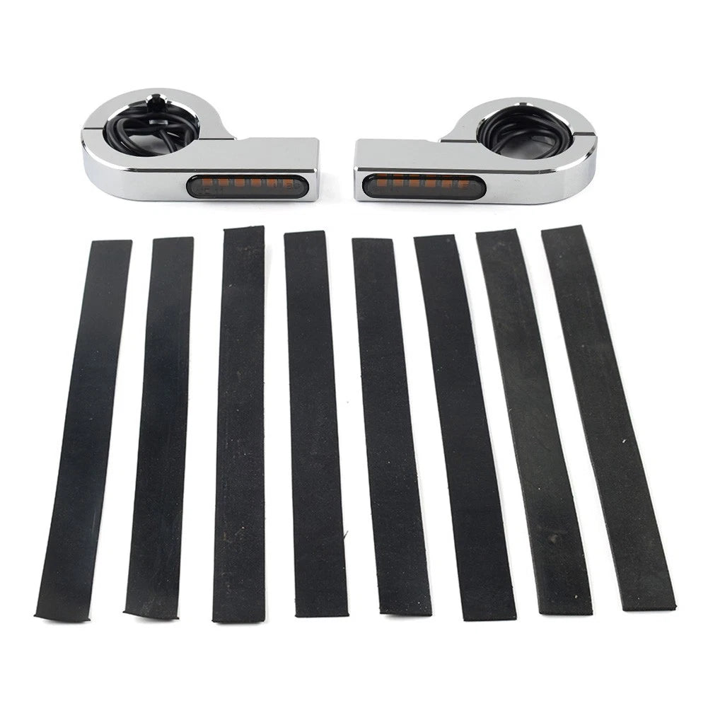 Chrome LED Fork Indicator Turn Signal Light for Harley Touring