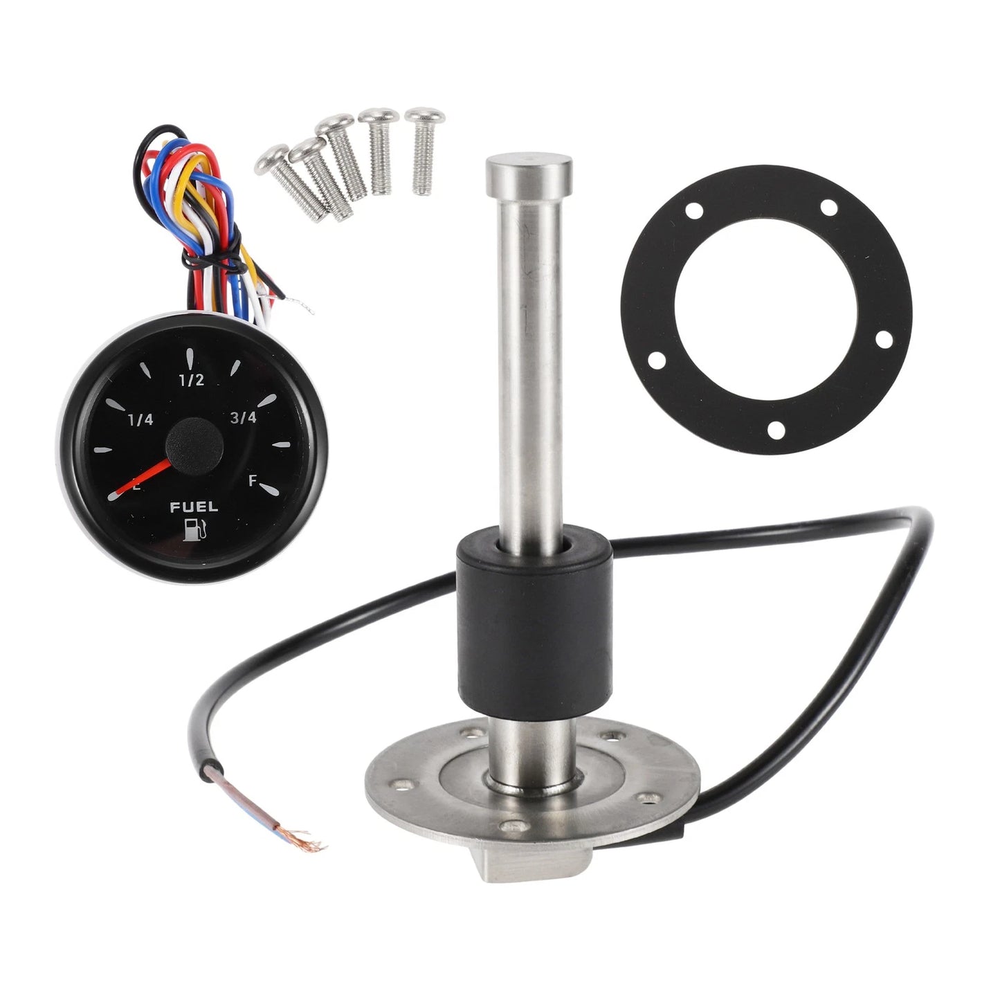 Fuel Sending Unit and Gauge Kit 0-190 Ohm for Boat Car Vehicle (0-190)