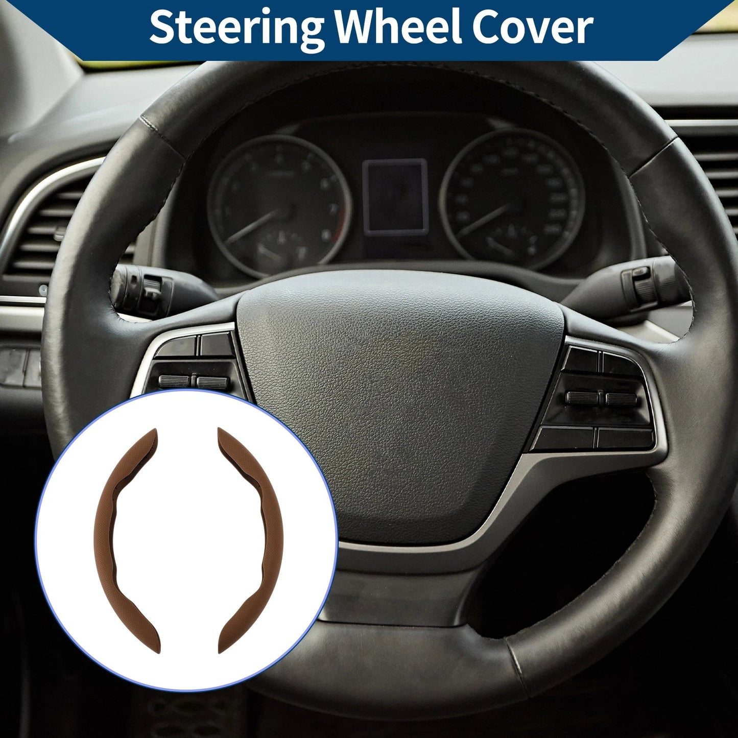Set of 2 Rubber Steering Wheel Covers for Car (Light Brown)