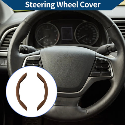 Set of 2 Rubber Steering Wheel Covers for Car (Light Brown)