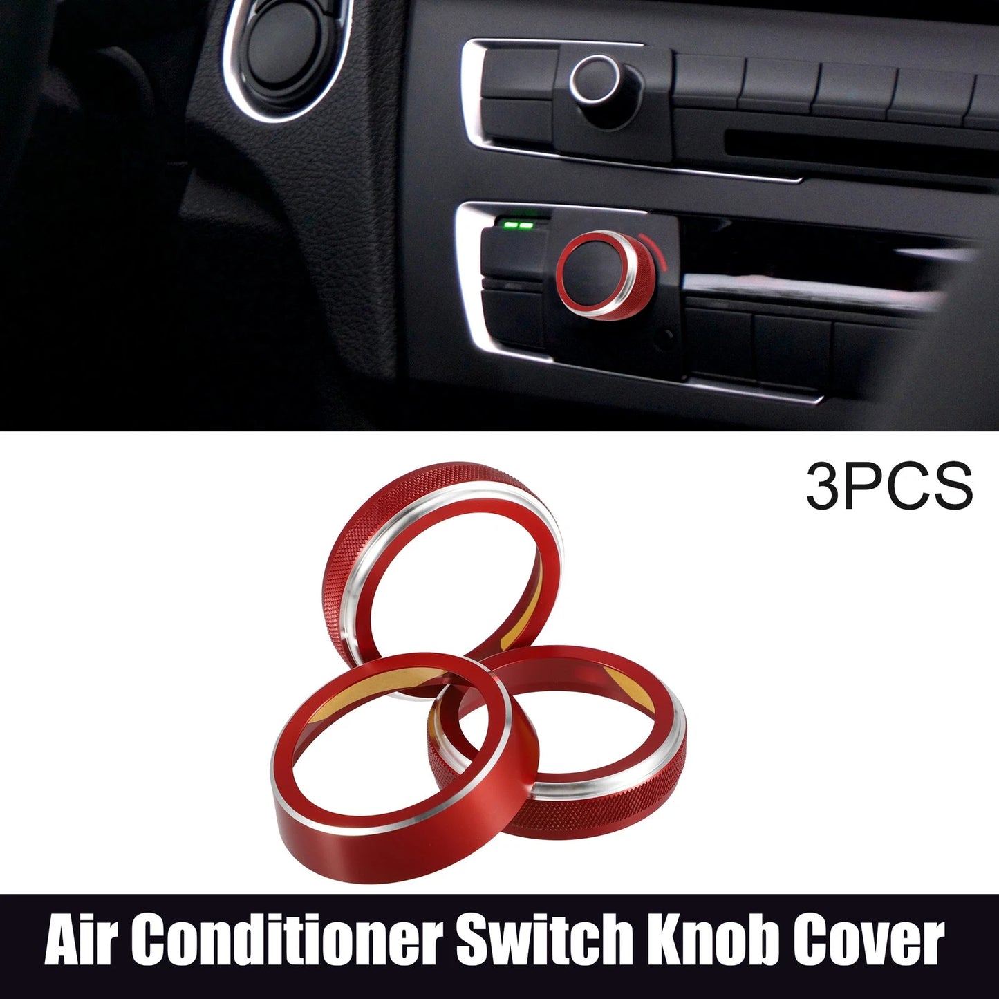 3 Pcs Air Conditioner Switch Knob Cover Ring for Suzuki Jimny JB64W (2018–2023)