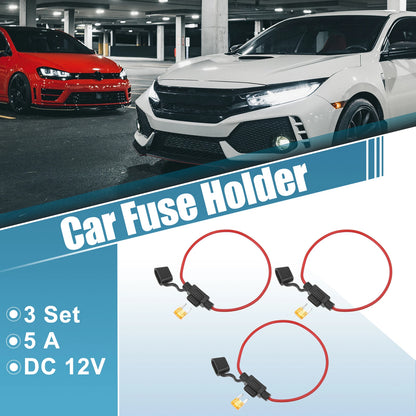Set of 3 Mini Fuse Holders for DC 12V Car ATC Blade Style (with 5A Fuses)