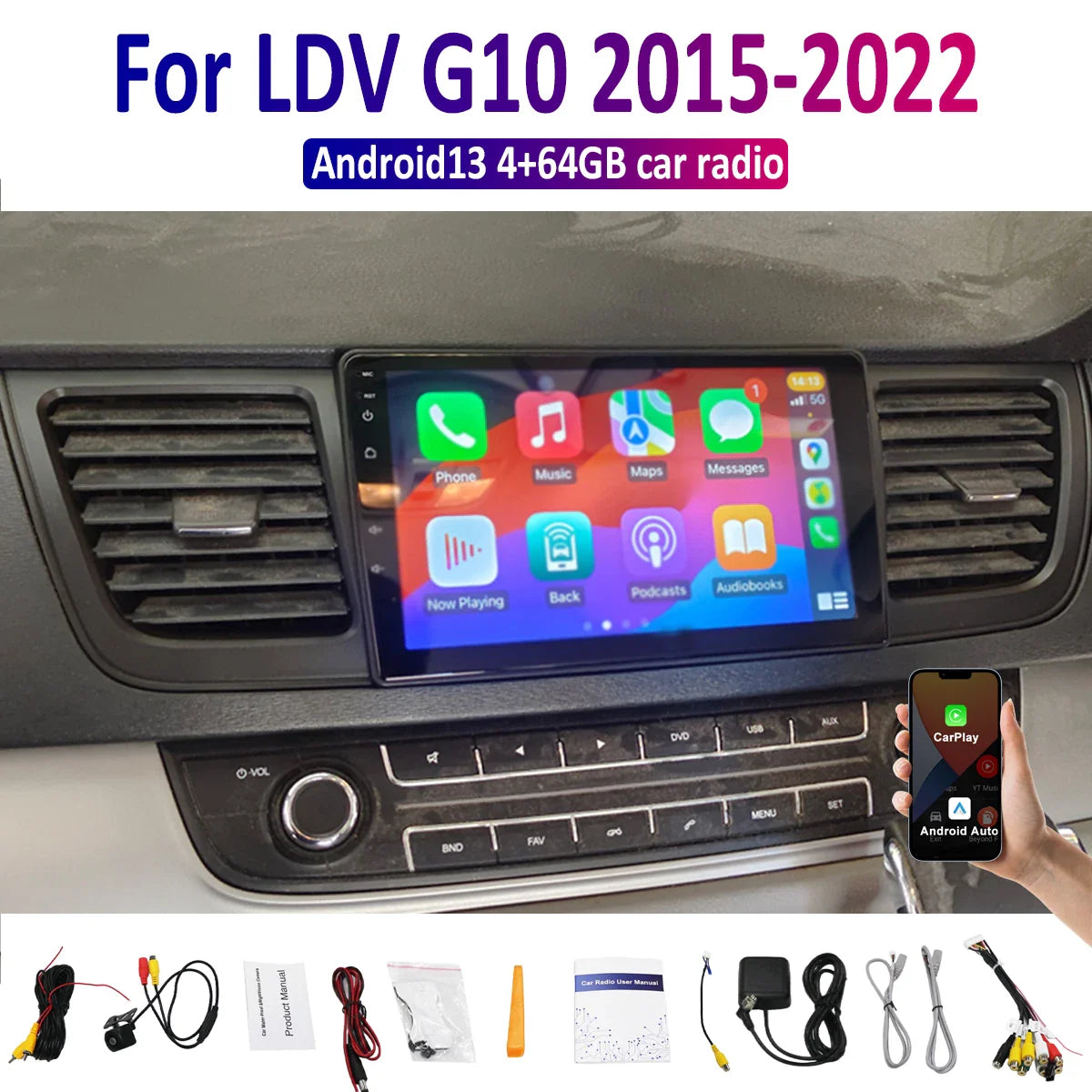 9'' Wireless CarPlay Android Auto Radio for LDV G10 (2015-2022)