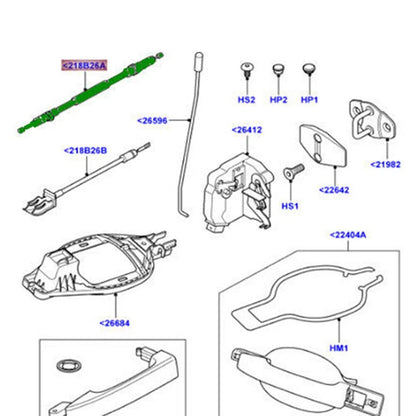Rear External Door Release Control Cable for Land Rover Range Rover (2003-2012)