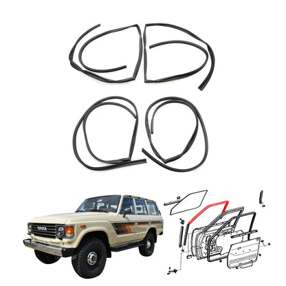 Set of 2 Front Rear Door Glass Run Channels for Toyota Land Cruiser (1980–1990)
