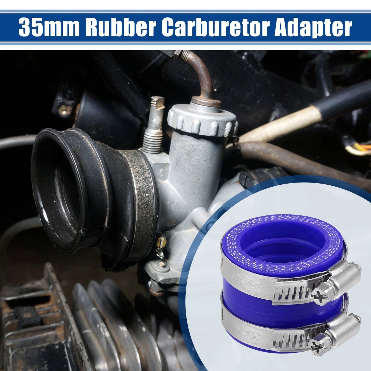 35mm ID Blue Carburetor Adapter Inlet Intake Pipe for Universal Applications