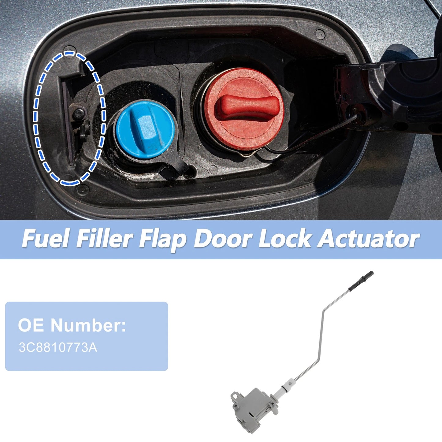 3C8810773A Fuel Filler Flap Door Latch Lock Actuator for VW CC (2009–2017)