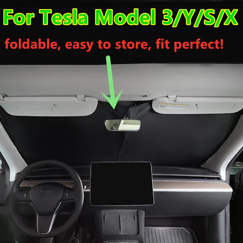 Front Windshield Anti-UV Sun Visor Screen Protector Sunshade for Tesla