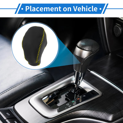 Gear Shift Knob Cover for Toyota RAV4 (2019–2024) Black Yellow Faux Leather