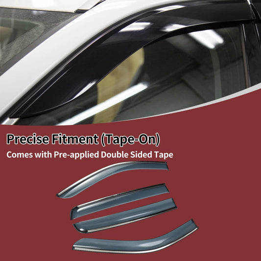 Set of 4 Window Deflectors for Ford Ranger (2019–2023) Black Vent Visors
