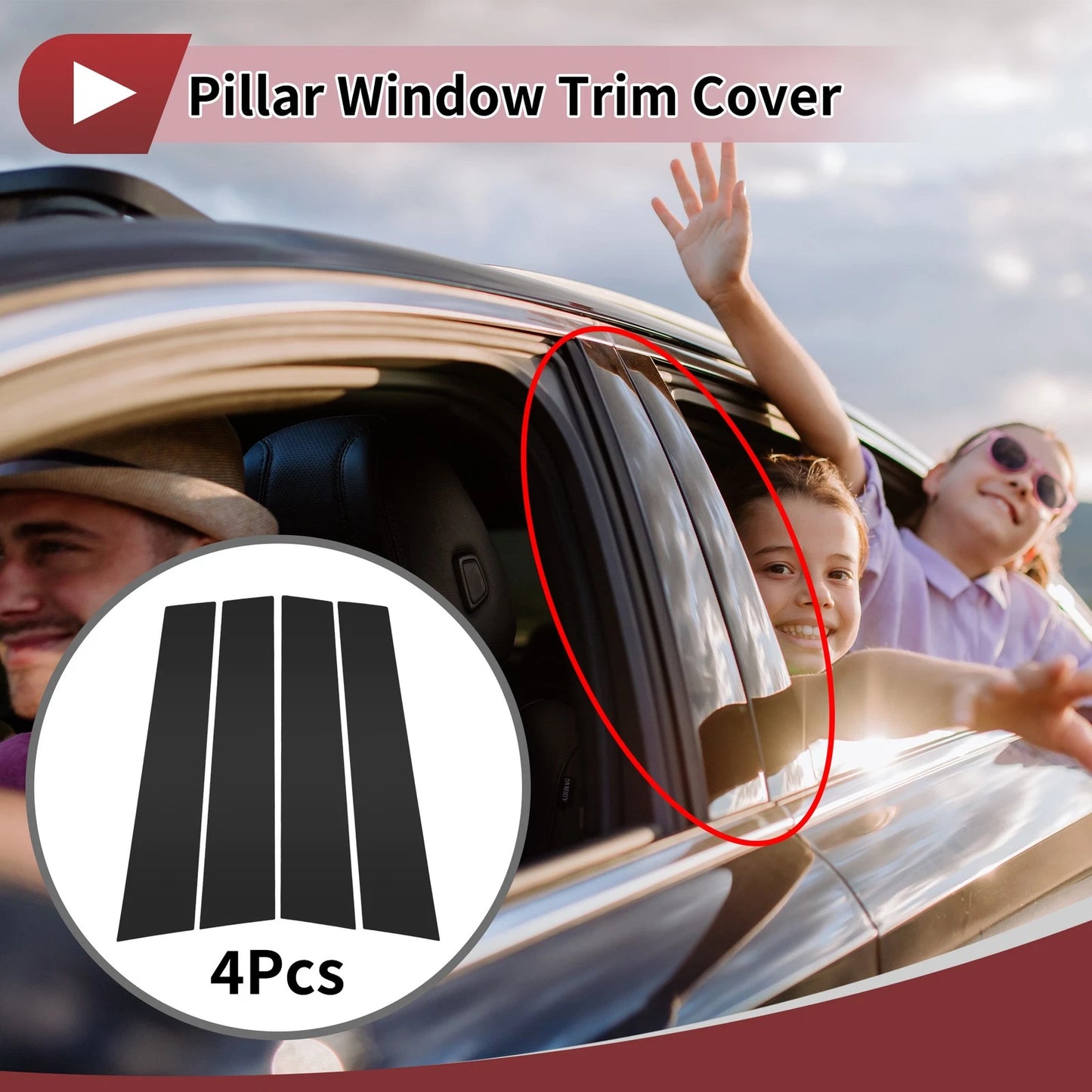 Set of 4 Car Door Pillar Window Trim for VW Tiguan MK1 (2009–2016) Black