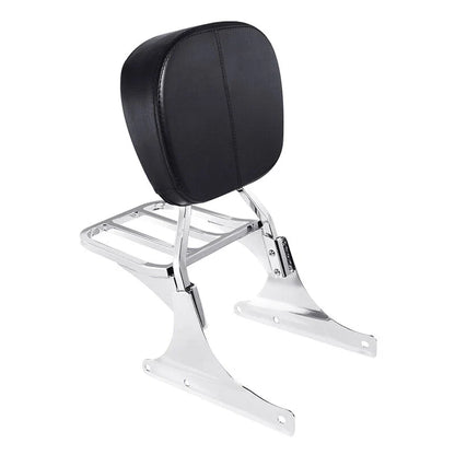Chrome/Black Sissy Bar Backrest Luggage Rack for Harley Softail (1984-2005)