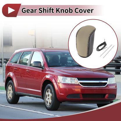 1 Pc Gear Shift Knob Cover for Dodge Journey (2011–2020) Black Beige Faux Leather