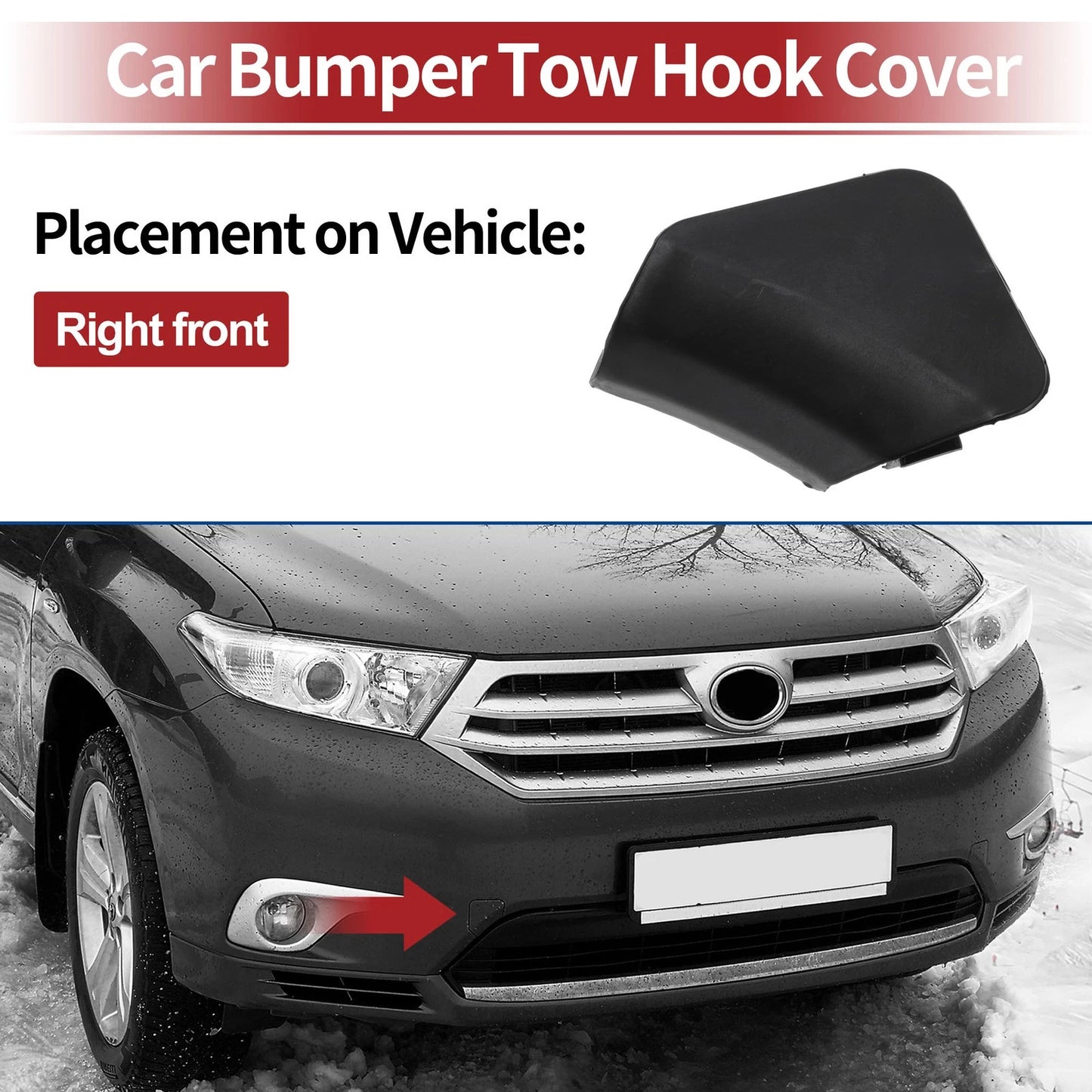 Tow Hook Cover Cap for Toyota Highlander (No. 521270E070) (2014–2019) Black