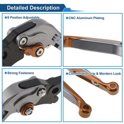 Adjustable Brake Clutch Levers for Yamaha MT125 (2014–2021) - Titanium Orange