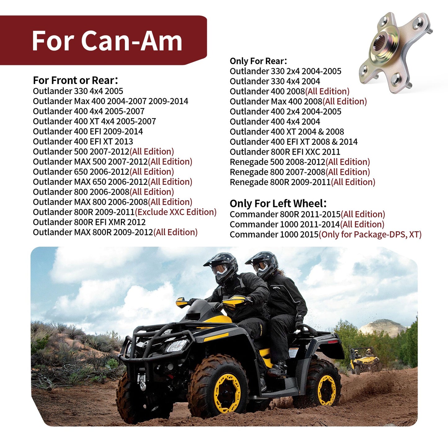 Rear Wheel Hub for Can-Am Commander 1000 (2011–2015)