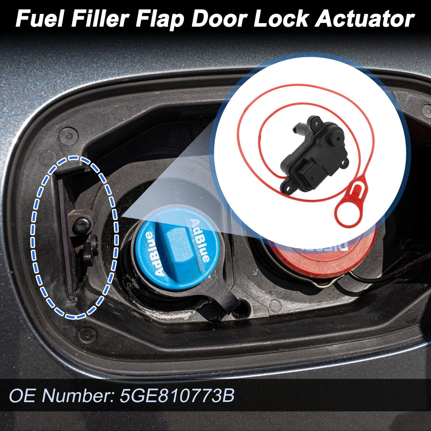 Fuel Filler Flap Door Latch Lock Actuator Motor for VW Passat B8 (2015–2023)