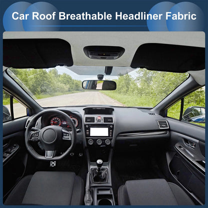 Headliner Fabric 48"x60" Foam Backing for Car Roof Repair Light Gray