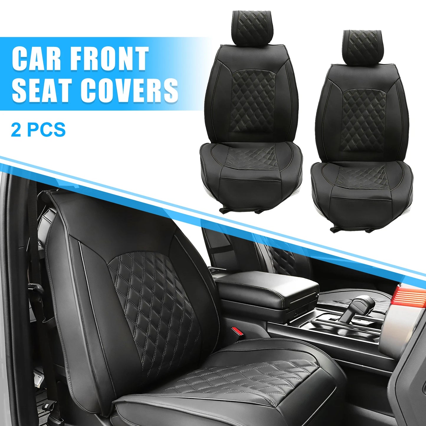 Set of 2 Front Seat Covers for Toyota Tacoma (2005–2024) Black