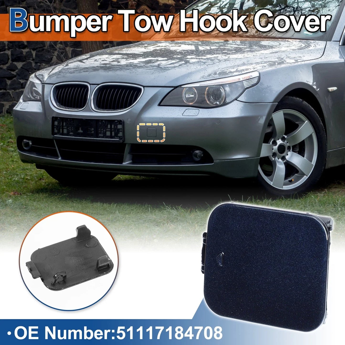 Front Car Bumper Tow Hook Cover for BMW 528i 535i 550i Dark Blue