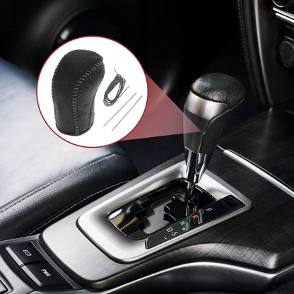 Car Gear Shift Knob Cover for Hyundai Tucson 2015-2018 Black Grey Faux Leather