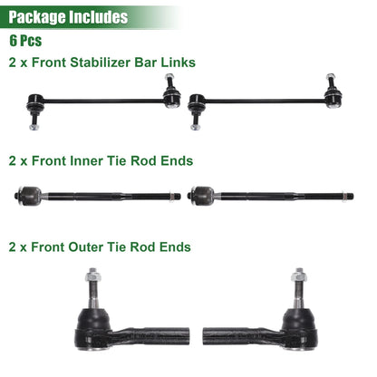 6pcs Front Suspension Kit Tie Rod End for Dodge Caliber (2007–2012) No.K80258/ES800408