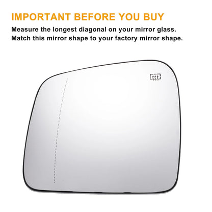 Left White Heated Mirror Glass for Jeep Grand Cherokee, Dodge