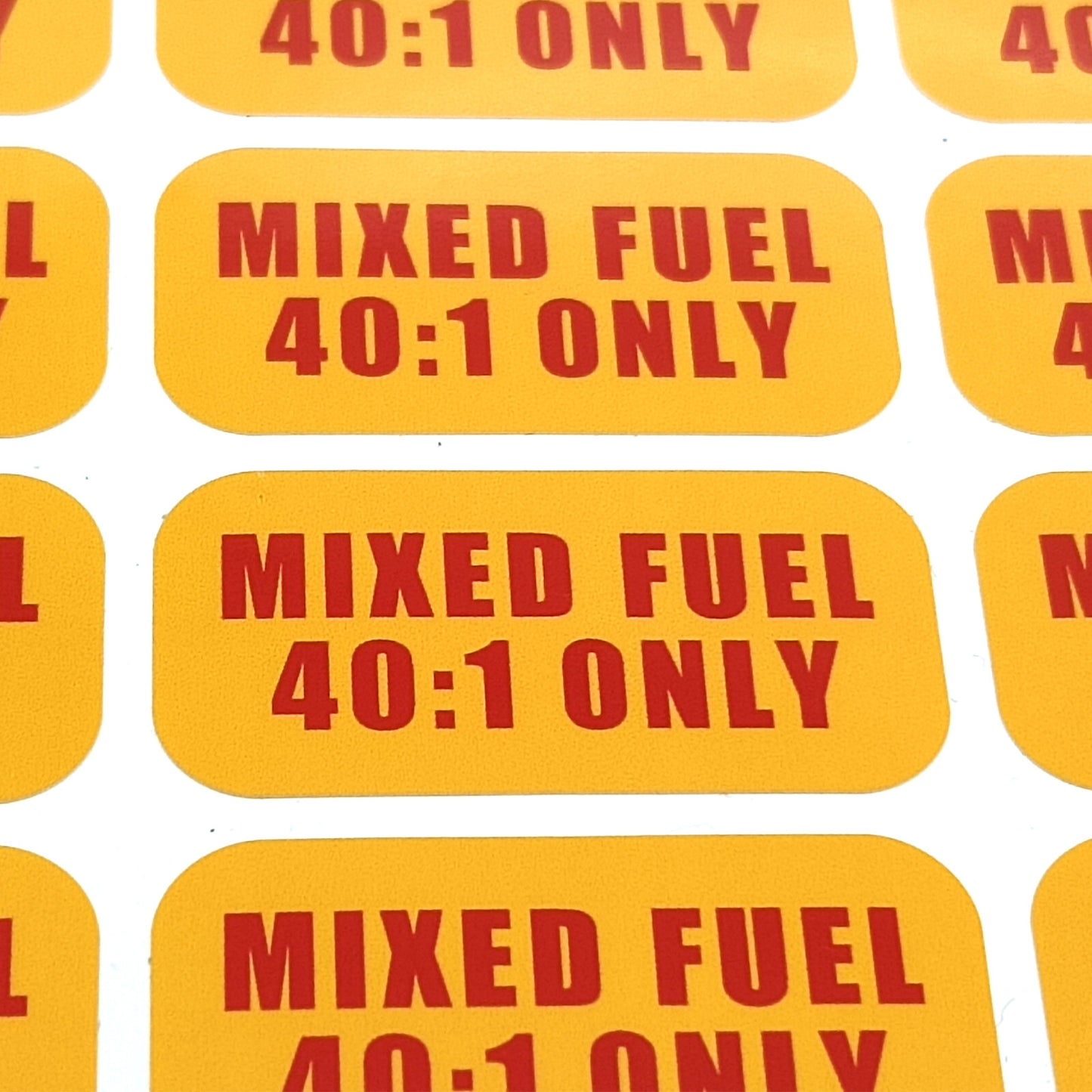 24-Pack Fuel 40:1 Stickers for Mixed Use