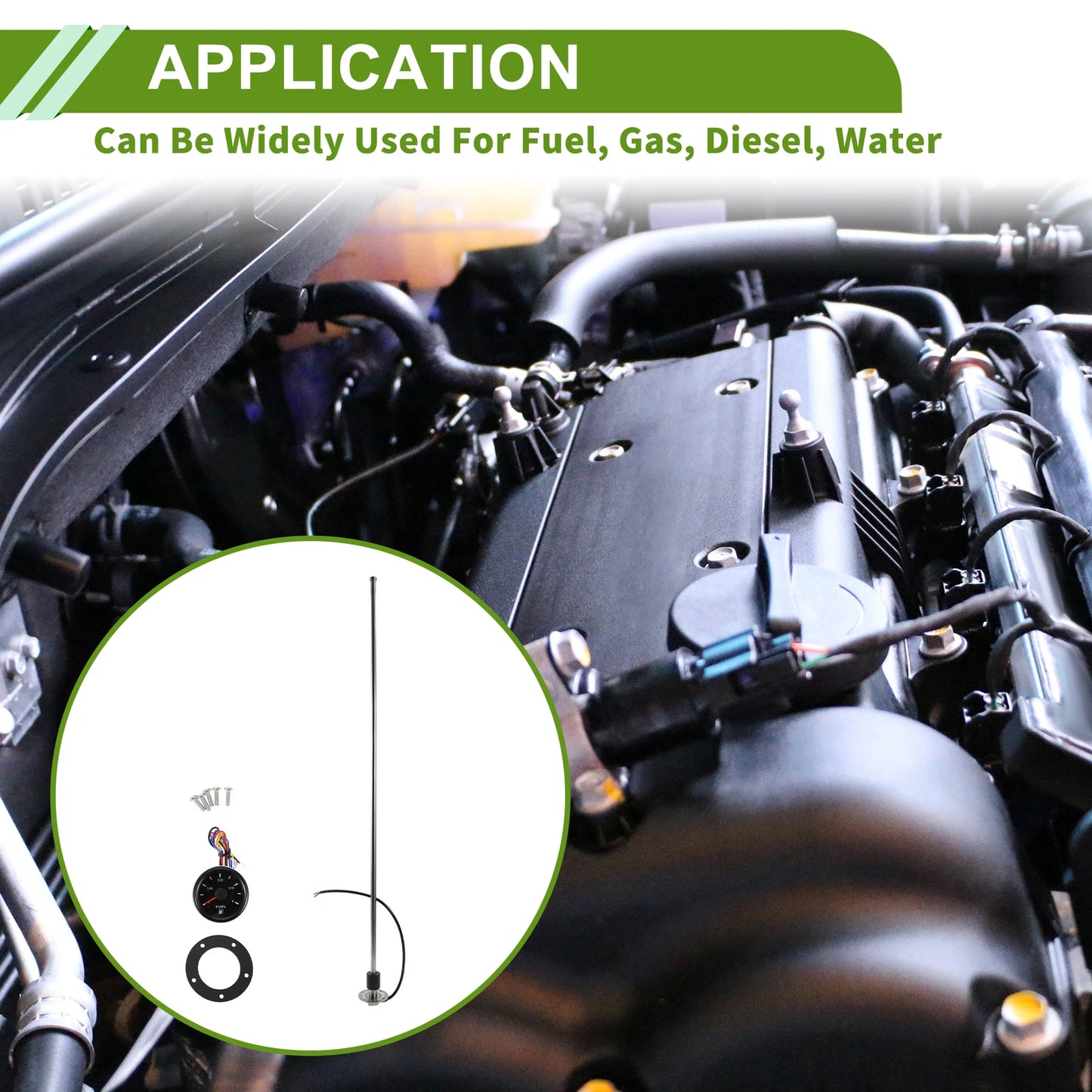 Fuel Sending Unit and Gauge Kit 0-190 Ohm 37.4" for Boat Car Vehicle