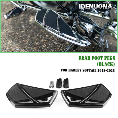 1 Pair Black Rear Foot Pegs for Harley Softail Sport Glide (2018-2025)