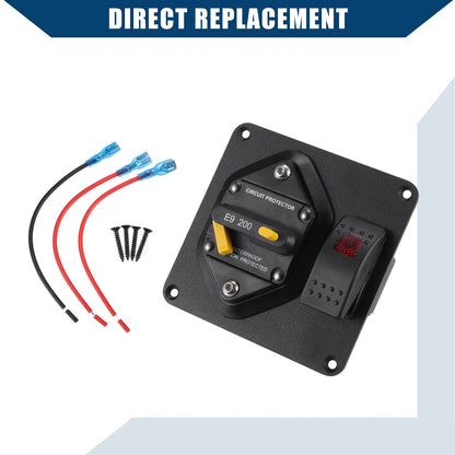 Set of 1 Circuit Breaker Panel 200A with Wire for Boats Cars Trucks ATV RV