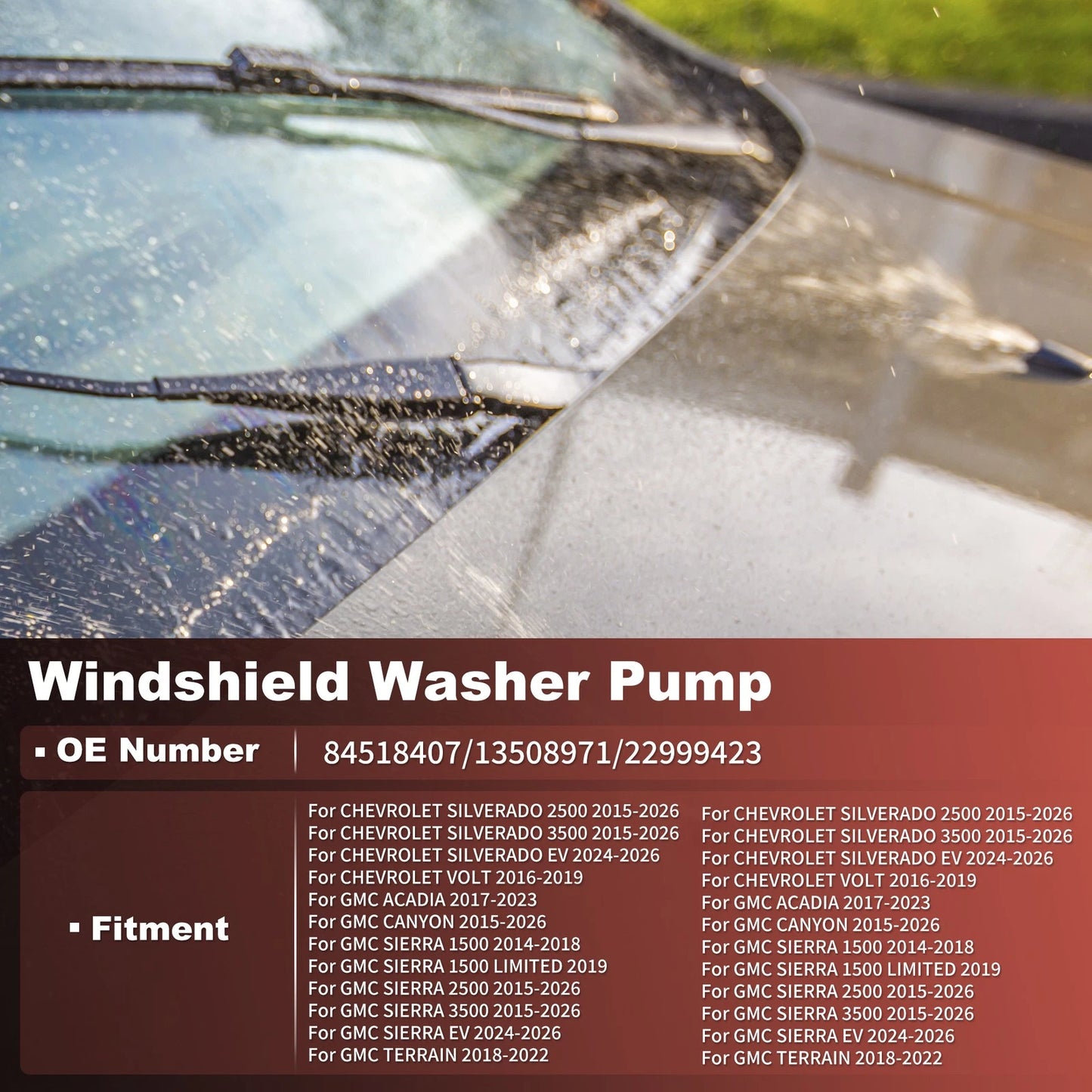 Windshield Washer Pump No.84518407 for Buick Cadillac Chevy Silverado