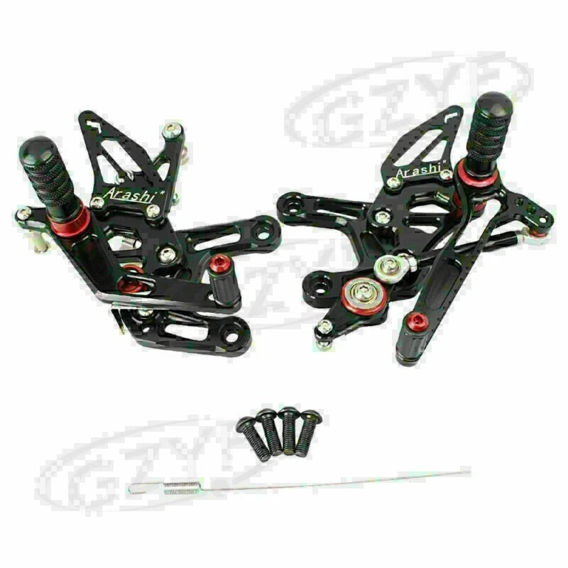 2X CNC Rearsets Footpegs for Kawasaki Ninja ZX10R (2016) - Black Gold Grey