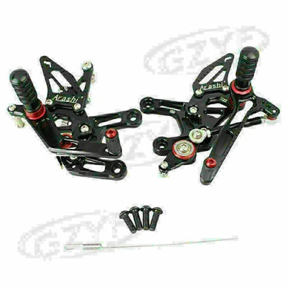 2X CNC Rearsets Footpegs for Kawasaki Ninja ZX10R (2016) - Black Gold Grey