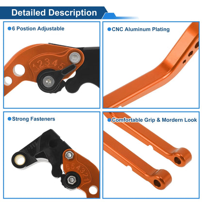 Short Brake Clutch Levers for Honda CBR1000RR/FIREBLADE/SP (2008–2019) - Orange
