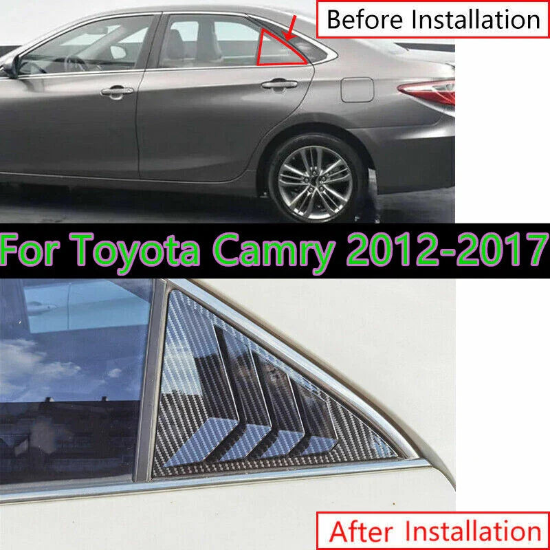 2x Carbon Fiber Window Louver Cover Trim Shutter for Toyota Camry (2012–2017)