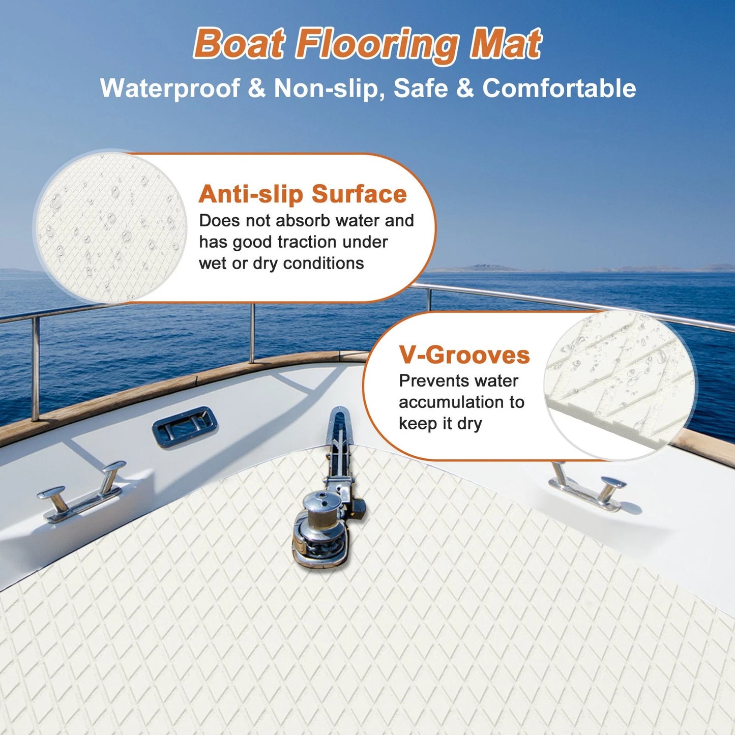 Self-Adhesive Boat Flooring Strip for Various Models (48" L x 17" W)