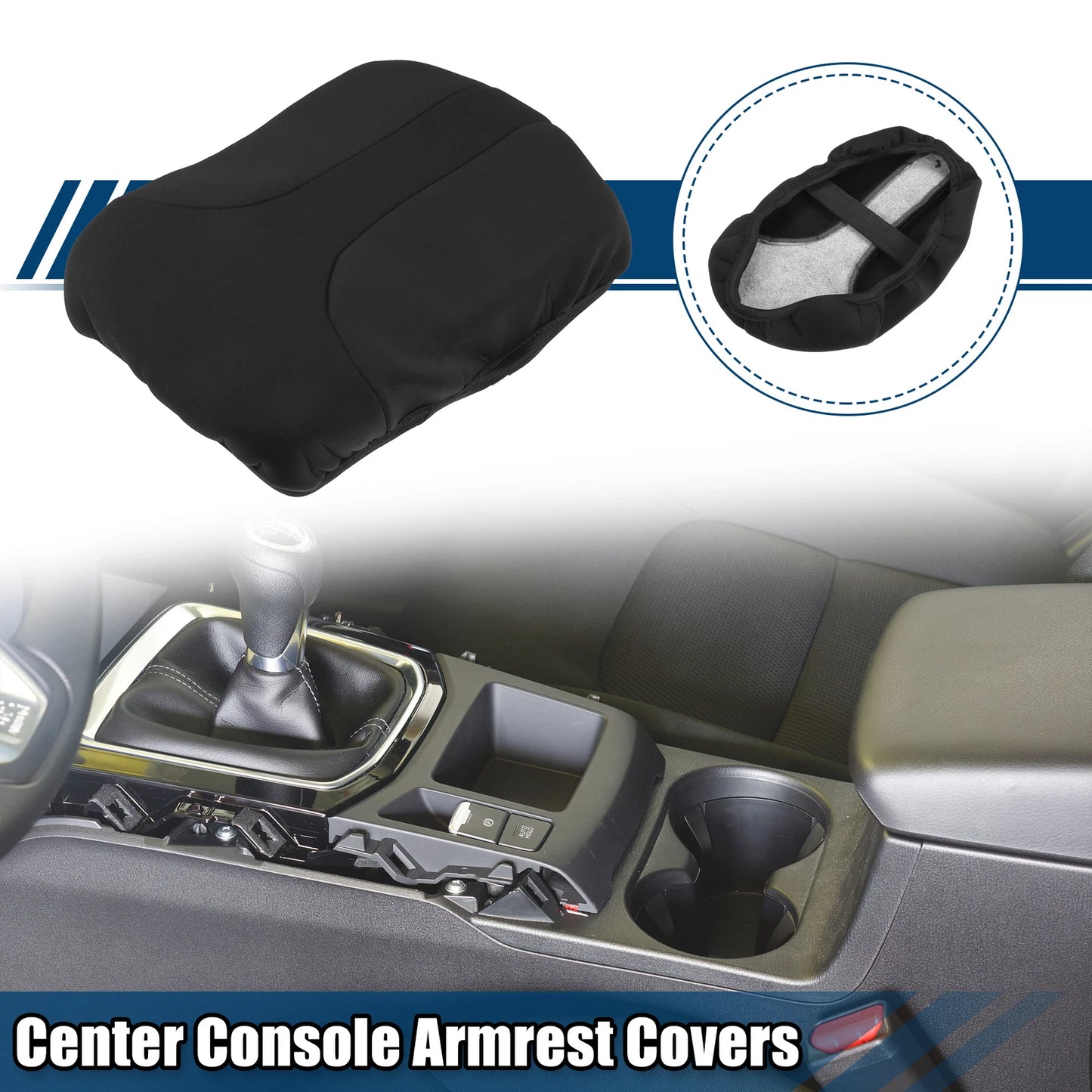Center Console Armrest Cover for Nissan Rogue (2015–2020) Neoprene Black