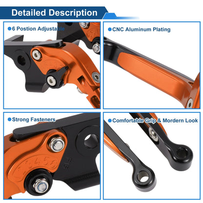 Adjustable Brake Clutch Levers for Yamaha MT-07 (2014–2022) 1 Pair Orange Black