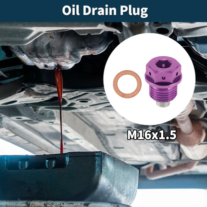 M16x1.5 Magnetic Oil Drain Plug Titanium Alloy for Universal Applications