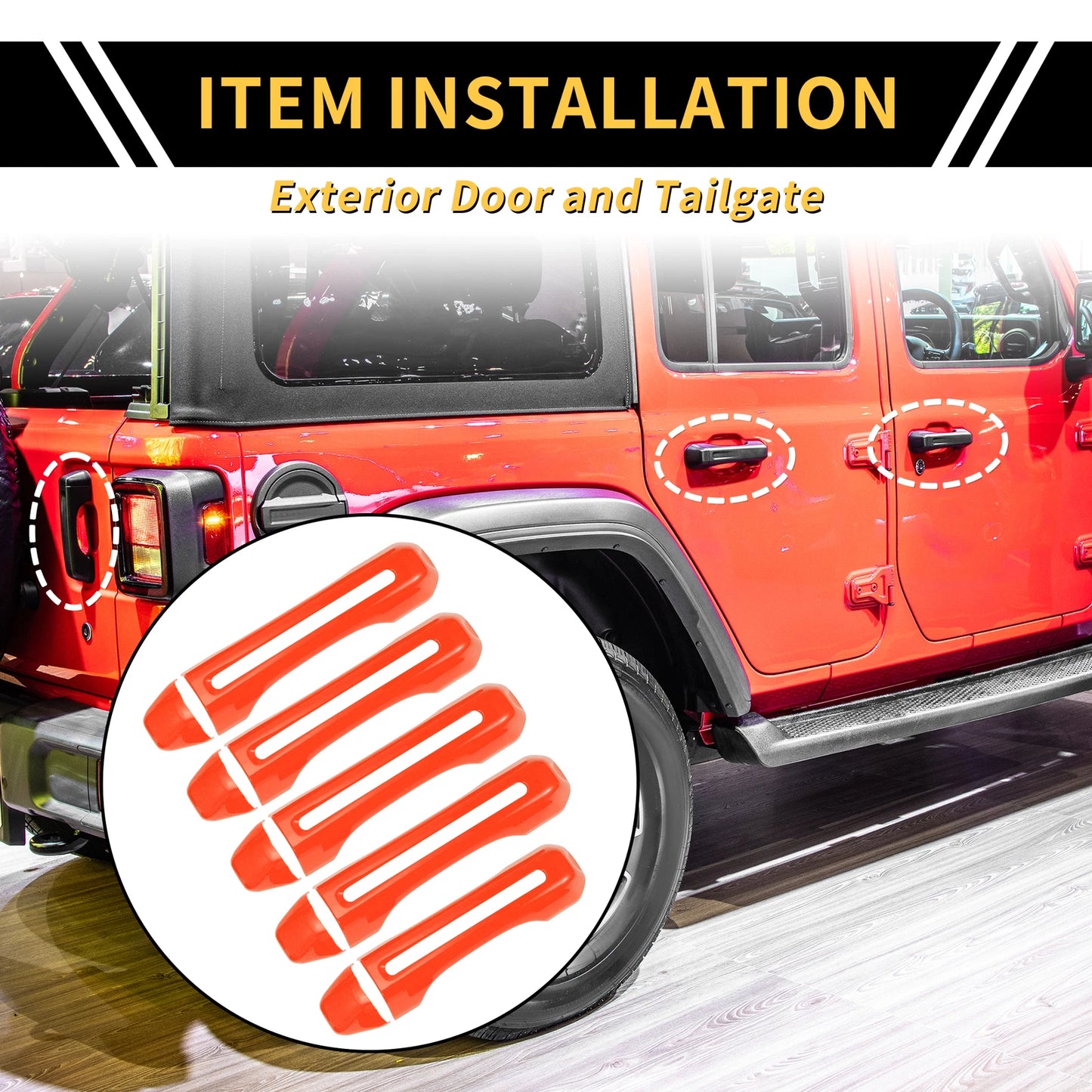 Set of 1 Door Tailgate Handle Cover for Jeep Gladiator JT (2020–2021) Orange