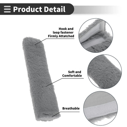 Set of 2 Gray Seat Belt Cover Pads for Universal Fit (24cm)
