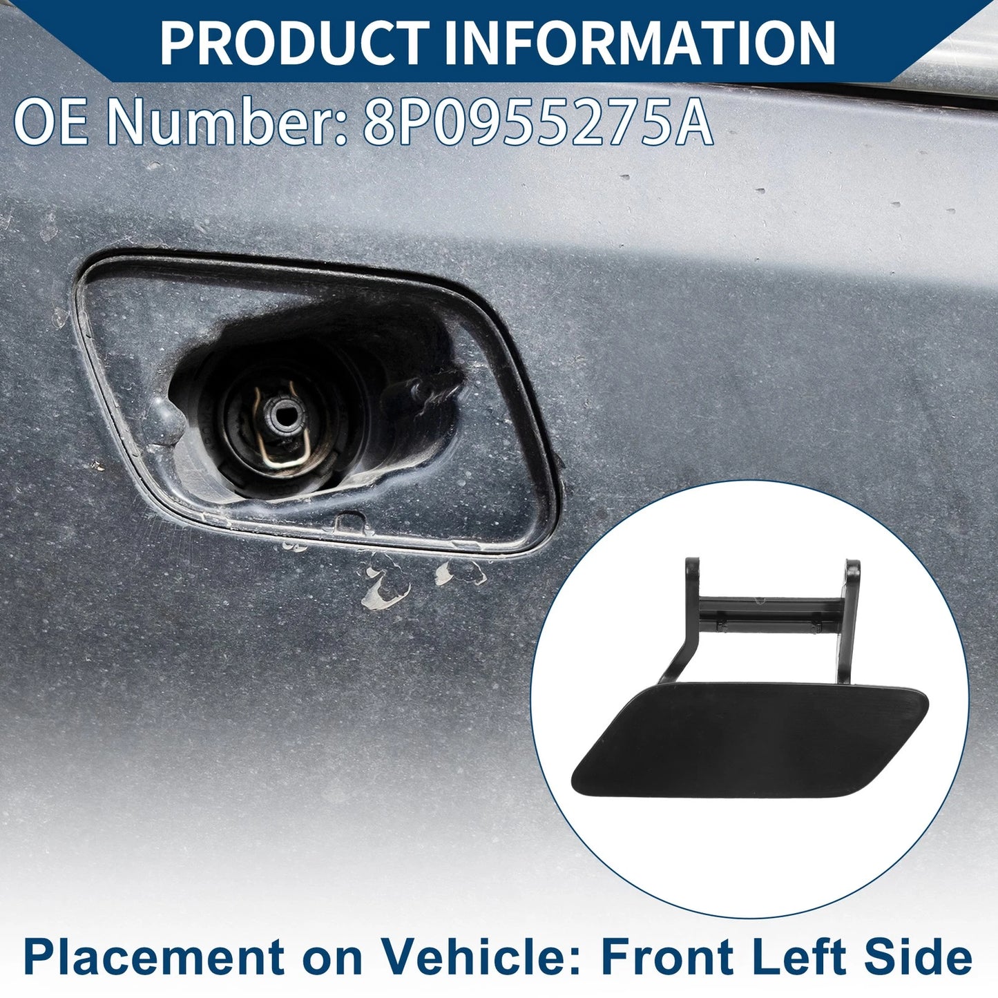 Front Left Washer Nozzle Cover Cap for Audi A3 (2008–2014) 1Pcs Unpainted
