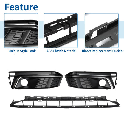 Front Lower Bumper Grille for Audi A4 B9 (2016–2018) Sport Style with Hole