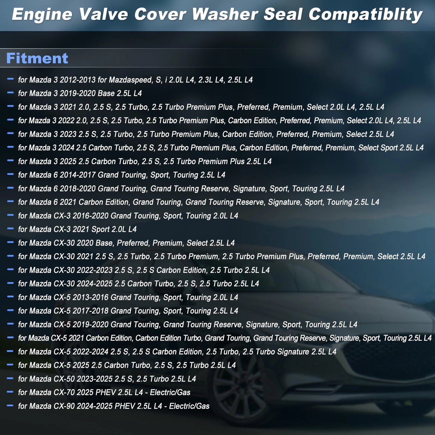 Engine Crankshaft Seal for Mazda 3 6 CX-3 (PE01102D5)